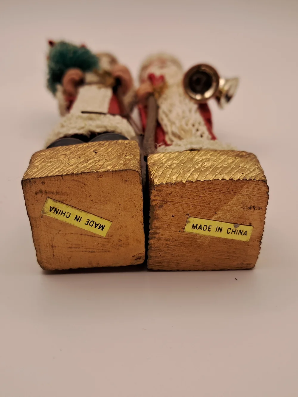 ​Vintage Resin Skinny Santa Claus Figurines Set of 2 Christmas Tree Bells 7.25